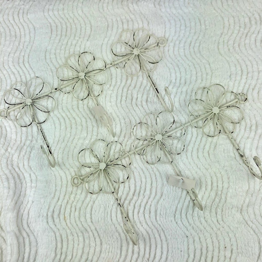 Key Holders White Shabby Metal Floral Farmhouse